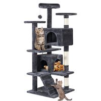 Topeakmart 51 inches Multi-Level Cat Tree Cat Condo with Scratching Posts Kittens Activity Tower Pet Play House Furniture