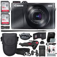 Canon PowerShot G9 X Mark II Digital Camera (Silver) W/Total of 64GB SD Card, and Deluxe Accessory Bundle
