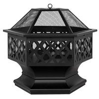 TryMe 24" Hexagonal Shaped Iron Brazier Wood Burning Fire Pit Decoration for Outdoor Backyard Poolside