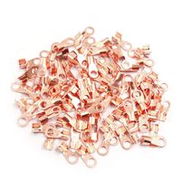 uxcell 100pcs 20A Copper Ring Terminals Lug Non-Insulated Battery Cable Connector