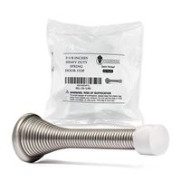 HouseHold Impressions 12 Pack Satin Nickel Door Stoppers - 3 ⅛" Flexible Heavy Duty RustProof Steel Screw-in Spring Stops with BabyProof Brown Rubber Bumper Tips - Protects Your Walls from Damage