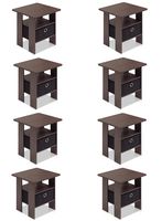 Furinno 2-11157DBR End Table Bedroom Night Stand, Petite, Dark Brown, Set of 8