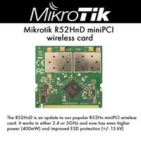MikroTik R52HnD, 2. 4/5Ghz miniPCI 802. 11a/b/g/n dual chain, 2x MMCX, up to 400mW
