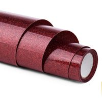 Glitter HTV vinyl - 12" x 5ft PU Heat Transfer Vinyl roll, Iron On Vinyl for Cricut & Silhouette Cameo Easy to Cut & Weed, Durable, Vibrant Color Design for T-Shirt and Other Textiles (Glitter Red)