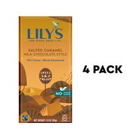 Caramelized & Salted Milk Chocolate bar by Lily's Sweets | Stevia Sweetened, No Added Sugar, Low-Carb, Keto Friendly | 40% Cacao | Fair Trade, Gluten-Free & Non-GMO | 2.8 oz, 4 Pack