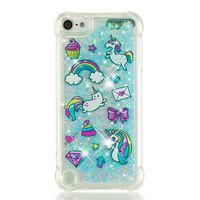 Tznzxm iPod 5 / iPod 6 Case Fashion Cartoon Design Glitter Liquid Floating Bling Sparkle Quicksand Case for Girls Children Shockproof Protection Bumper for iPod Touch 5 6th Rainbow Horse