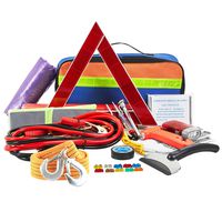 Multipurpose Roadside Emergency Assistance Kit-Jumper Cables,Safety Hammer,LED Flash Light,Tow Strap,Safety Vest and More Ideal Winter Survival Pack Accessory for Your Car,Truck or SUV