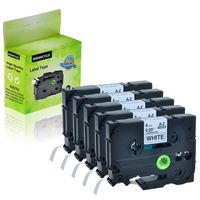 GREENCYCLE 5-Pack Compatible for Brother 1/4" 0.23'' x 26.2ft Black on White TZe-211 TZe211 TZ-211 TZ211 Standard Laminated Label Tape for P Touch PT-D210 PTD400AD PT1230 PTH110 P-Touch Cube Labeler