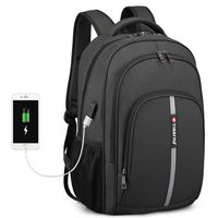 Business Travel Backpack, Fintie Extra Large Heavy Duty Rucksack with USB Port and Reflective Strip for College School Outdoor Daypack Women Men Fits 15.6 Inch Laptop Notebook, Black