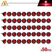 Meerkatt (Pack of 50) 3/4 Inch Mini Small Round Red LED Flush Mount Side Marker Clearance Lamp Indicator SMD Light Universal Truck Marine Camper Bus Trailer Flatbed RV grommets 12V DC Waterproof