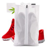 Hakels Shoe Bags for Travel Water-Resistant Storage Organizer Mesh Packing Pouch, for Men Women, White Large Pack of 1