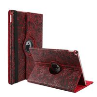 elecfan iPad Case for iPad Air 360 Degree Rotating Stand PU Leather Floral Case Protective Flip Folio Cover for Apple 9.7 Inch iPad Air - Red