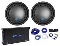 (2) Alpine S-W12D2 12" 3600 Watt Dual 2-Ohm Car Subwoofer+Mono Amplifier+Amp Kit