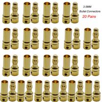 Yiqigou 20 Pairs Gold-Plated 3.5mm Male Female Banana Plug Bullet Connectors for ESC Motor Lipo Battery
