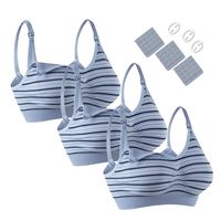 Women's Full Bust Sleeping Nursing Bra Seamless Maternity Bra Wirefree Breastfeeding Bra Bralette Hands Free Breastpump Bra with Removable Pads 3 Pack Blue Medium