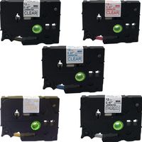 NEOUZA 5PK Compatible for Brother P-Touch Laminated TZe TZ TZe131 TZe132 TZe133 TZe134 TZe135 Label Tape 12mm x 8m (Set of 5 Colors Black Red Gold Blue White on Clear)