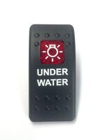 Southern Marine Euro Rocker Switch Cover with Text. Black with Red Lens. Contura II. Fits Carling, Cole Hersee, Blue seas (Under Water)