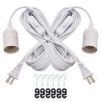 JACKYLED Extension Hanging Lantern Cord Cable 2-Pack 20ft UL 360W with E26 E27 Socket On/Off Button Pendant Lighting