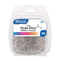 BAZIC Clear Transparent Push Pins (100/Pack)