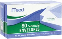 Mead #6 3/4 Security Envelopes, 80 Count (75212)