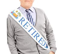 JPACO Retired! Sash with Pin - Novelty Retirement Sash for Men & Women. Great for Work Party, Events, Party Supplies, Gifts, Favors, Decorations. Fits All Sizes