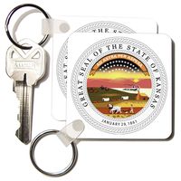 3dRose Great State Seal of Kansas (PD-US) - Key Chains, 2.25 x 4.5 inches, set of 2 (kc_55437_1)