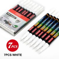 ZEYAR White Acrylic Paint pen, Water Based, Set of 7, Extra Fine Point, Great for Rock Painting, Ceramic, Glass, Wood and smooth surfaces, Opaque ink (white)