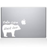 The Decal Guru Take Care Black Bear MacBook Decal Vinyl Sticker - 15" MacBook Pro (2015 & Older) - White (1189-MAC-15P-W)