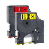 Rhino 18432 18438 Permanent Vinyl Industrial Label Tape Compatible with DYMO Rhino 4200 5200 5000 6000 Industrial Label Maker, Black on Yellow/Red, 1/2 Inch x 18 ft,2-Pack