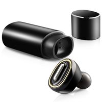 Mini Bluetooth Single Earbud, IPX6 Waterproof Sport Headphone, in-Ear Wireless Headset, Bluetooth V4.1 Earpiece Built-in Mic Earphone with 350mAh Charging Case Dock for iPhone iPad Adriod Phones Black