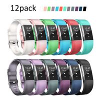Wekin Replacement Bands Compatible with Fitbit Charge 2, Adjustable Silicone Sport Accessory Wristband Straps for Charge 2 HR Fitness Tracker Small Large Women Men