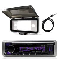 Kenwood Single DIN in Dash Boat Marine Digital Media USB AUX Stereo Receiver - Mechless, Enrock Marine Dash Cover Protector (White), AM/FM Antenna