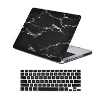 TOP CASE - 2 in 1 Signature Bundle Black Marble Pattern Hard Case + Black Keyboard Cover Compatible Old Gen. MacBook Pro 13" (13" Diagonally) with DVD Drive Model:A1278
