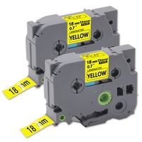 P-Touch Tze-641 Tze 641 Black on Yellow Laminated Labeling Tape Compatible for Brother PTD600 PT-D400VP PT-700 PT-P750WVP PT-1830 PT-1890SC PT-1950 PT-2430PC PT-P900W PT-P950NW, 3/4" x 26.2', 2-Pack