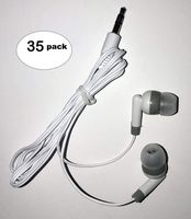 Bulk Pack of 35 White/Gray Earbuds/Canalbuds/Headphones - School Classroom Pack
