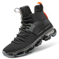 WETIKE Boys' Basketball Culture Shoes Air-Cushion Comfortable Youth Boys High Top Shoes Breathable Girls Shoes Durable Girls Tennis Shoes Non-Slip Sneakers Youth Basketball Shoes Size 6 Black