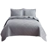 Bedsure 3-Piece Reversible Quilt Set - Geometric Pattern, Full/Queen Quilt (90x96 Inches) with 2 Shams - Soft Microfiber Lightweight All-Season Coverlet Bedspread Bed Cover Machine Washable, Grey
