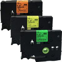 NEOUZA 3PK Compatible for Brother P-Touch Laminated TZe TZ B31 C31 D31 Label Tape Cartridge 12mm x 5m (Set of 3PK Black on Fluorescent Orange Yellow Green)