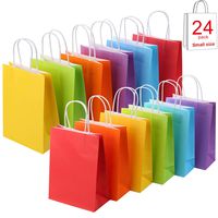 24 Pieces Kraft Paper Party Favor Bags with Handle Assorted Colors (Rainbow)
