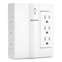 ELECTECK 6 Outlet, 3 Swivel and 3 Side Entry, Wall Outlet Surge Protector, 1000 Joule Surge Rating, Grounded Outlet Extender, ETL Listed, White