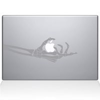 The Decal Guru Skeleton Hand Grabs MacBook Decal Vinyl Sticker - 15" MacBook Pro (2016 & Newer) - Silver (0221-MAC-15X-S)