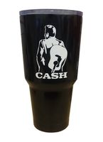 Johnny Cash (White) die cut Genuine ViaVinyl decal for automobile windows, Yeti and RTIC tumbler cups, Macbooks and laptops, iPhones and Android cell phones, iPads and tablets and more!