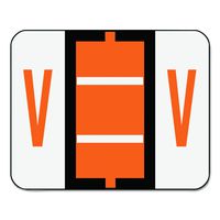 Smead BCCR Bar-Style Alphabetic Color-Coded Labels, Letter V, Dark Orange/White Bars, 500 Labels per Roll (67092)