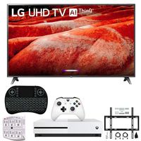 LG 86UM8070 86" 4K HDR Smart LED IPS TV w/AI ThinQ 2019 Model (LG86UM8070PUA 86UM8070PUA 86UM8070P) with Xbox One S 1TB, Wireless Backlit Keyboard, Flat Wall Mount Kit & SurgePro 6-Outlet Surge Ad