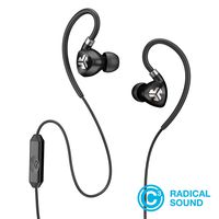 JLab Audio Fit2 Sport Earbuds, Sweatproof, Water Resistant with in-Wire Customizable Earhooks, Guaranteed Fit, Guaranteed for Life - Black