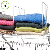 Evelots Closet Wire Shelf Divider-New & Improved-Separator-Easy Clip-Steel-Set/4