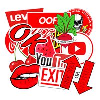 Stickers for Water Bottles,Cute Waterproof Trendy Laptop Water Bottle Sticker Packs for Teens, Kids, Girls, Boys,Vinyl Decals for Hydro Flasks,Laptop,Guitar,Luggage,Bikes (red)