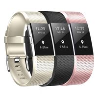 Compatible Fitbit Charge 2 Bands 3pcs Charge 2 Replacement Bands Adjustable Accessory Wristbands for Fitbit Charge 2 Large Small（Champagne Gold Black Rose Gold Large Size