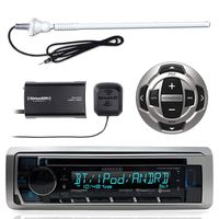 Kenwood KMR-D368BT MP3/USB/AUX Marine Boat Yacht Stereo Receiver CD Player Bundle Combo With KCARC35MR Wired Remote Control + SiriusXM Radio Tuner + Enrock Outdoor Rubber Mast 45" Antenna