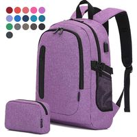 Laptop Backpack College School Computer Travel Backpack for Women Men Boys Girlsl with USB Charging, 17+colors for choice Anti Theft Business Travel School Fit 15.6 Inch, Bonus Bag,Violet